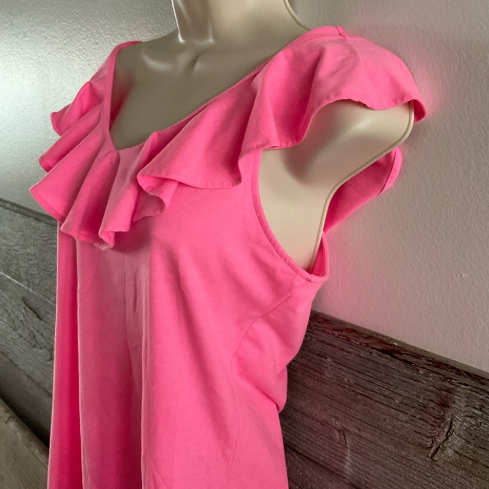 Lilly Pulitzer Alessa Pink Ruffle Top Size Small (O1) - Picture 2 of 7